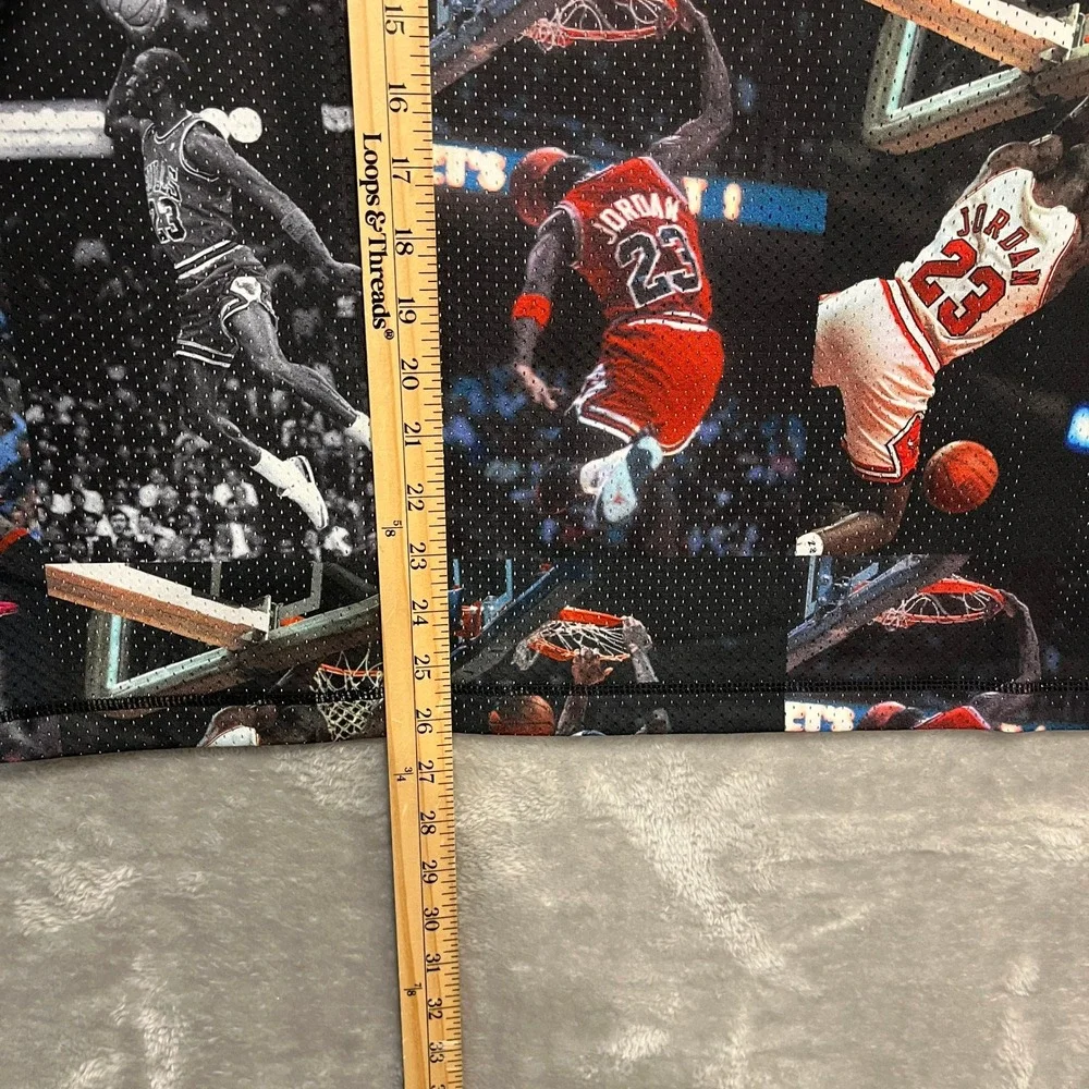 Air Jordan Flight Long Sleeve Shirt Mens M Black All Over Print Mesh IF1831-010